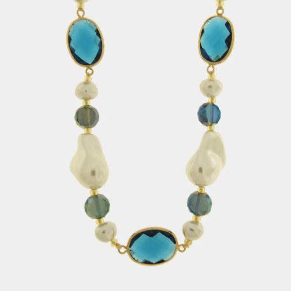 Collana in Metallo pendenti con cristallo turchese - BYSIMON gioielli