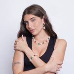 Set coordinato - Collana in Metallo perline e cristalli colorati