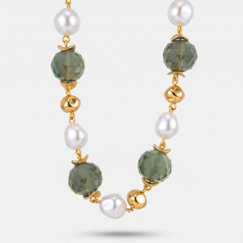 Collana in Metallo perle e cristalli azzurri - BYSIMON gioielli