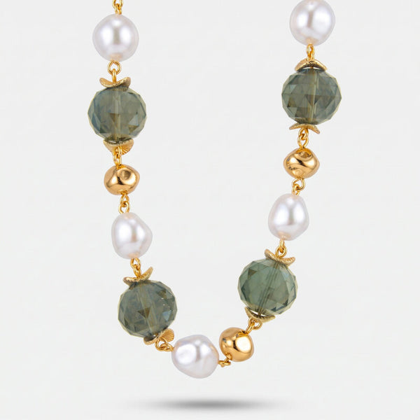Collana in Metallo perle e cristalli azzurri - BYSIMON gioielli