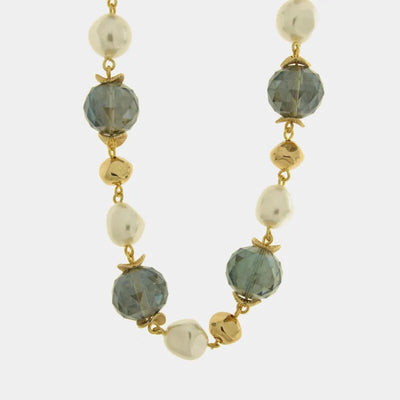 Collana in Metallo perle e cristalli azzurri