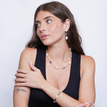 Set coordinato - Collana in Metallo cristalli azzurri e perle irregolari