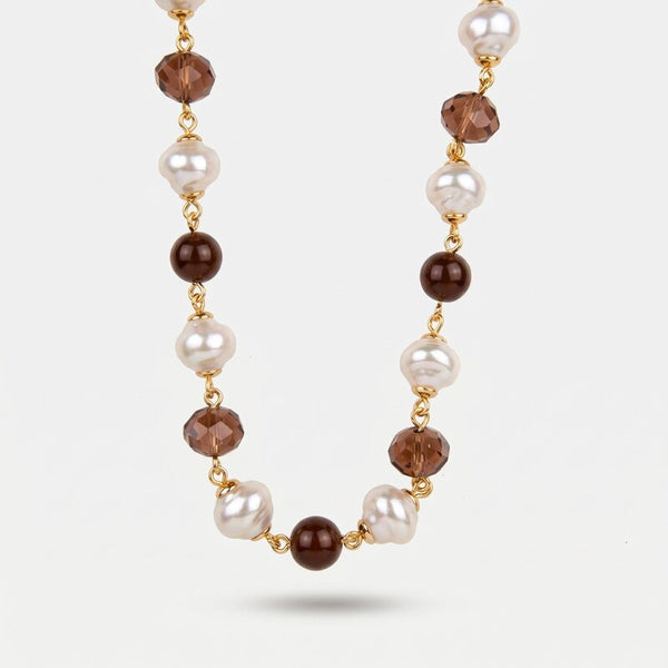 Collana in Metallo perline e cristalli marroni - BYSIMON gioielli