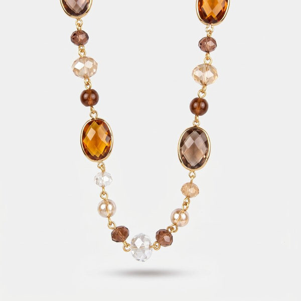 Collana in Metallo cristalli colorati sfumature del marrone - BYSIMON gioielli