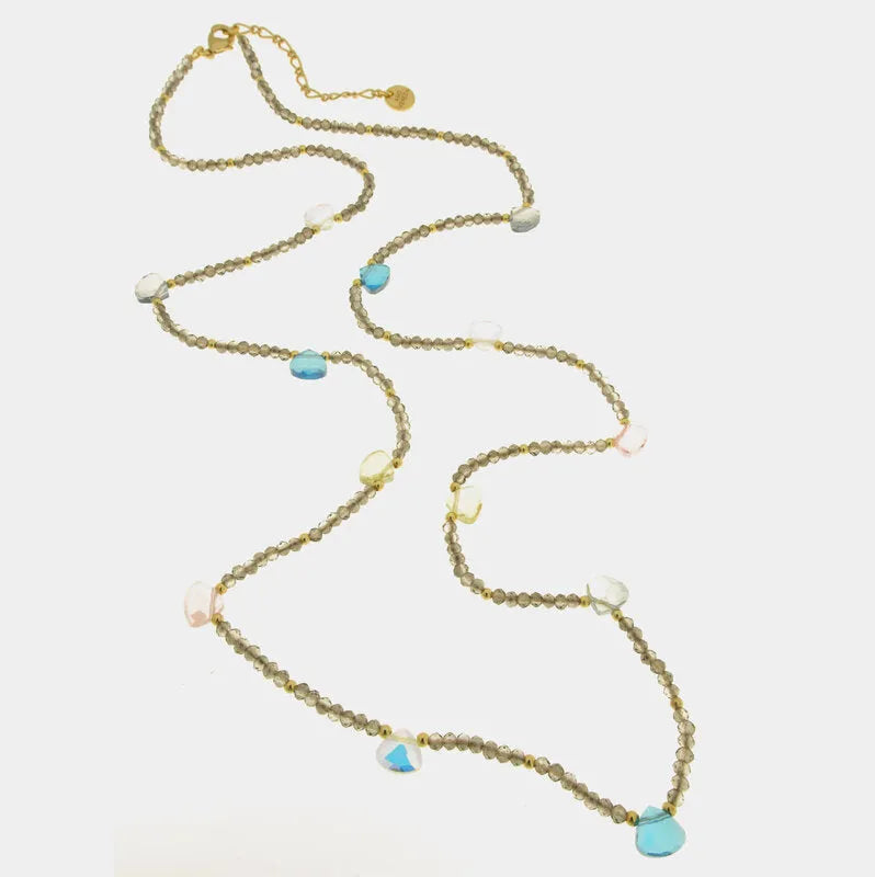 Collana in Metallo cristalli colorati pendenti
