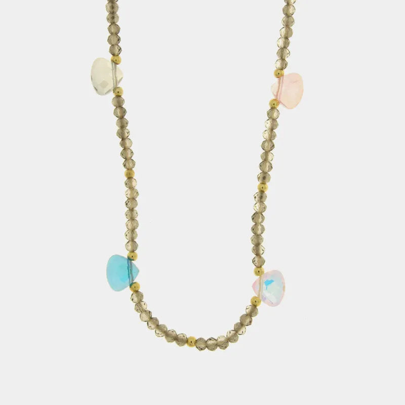 Collana in Metallo cristalli colorati pendenti