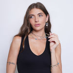 Set coordinato - Collana in Metallo cristalli colorati pendenti
