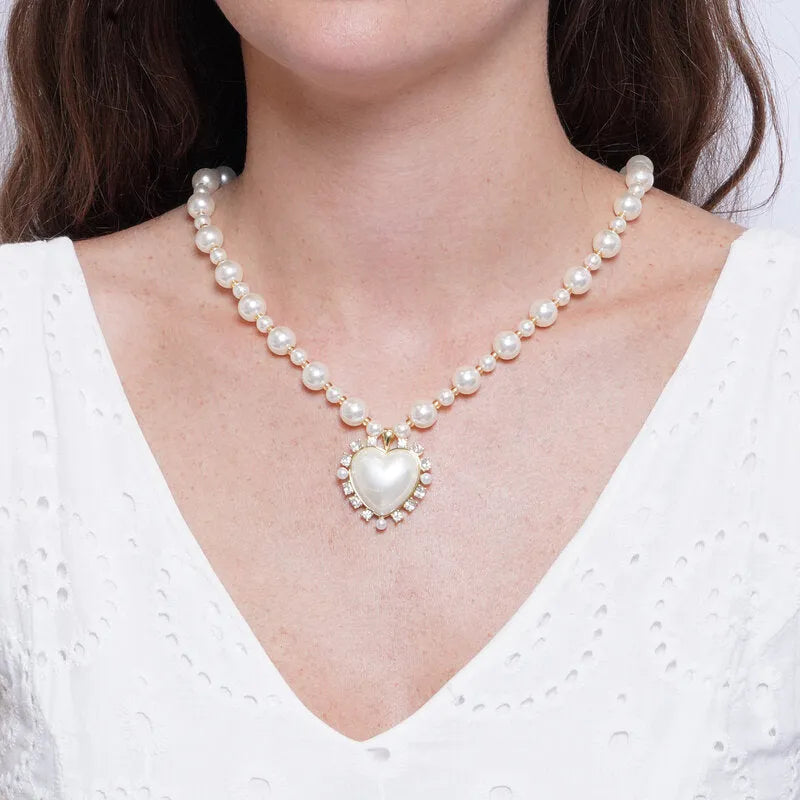 Collana in Metallo cuore e cristalli