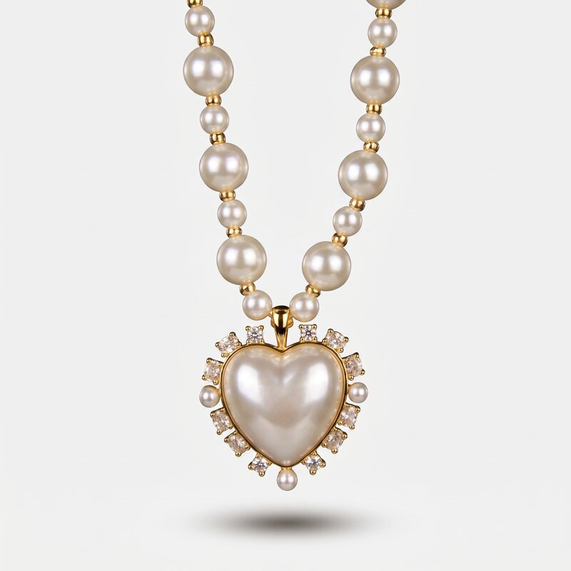 Collana in Metallo cuore e cristalli - BYSIMON gioielli