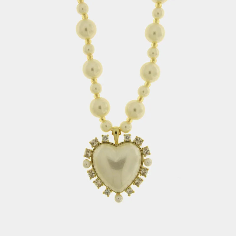 Collana in Metallo cuore e cristalli