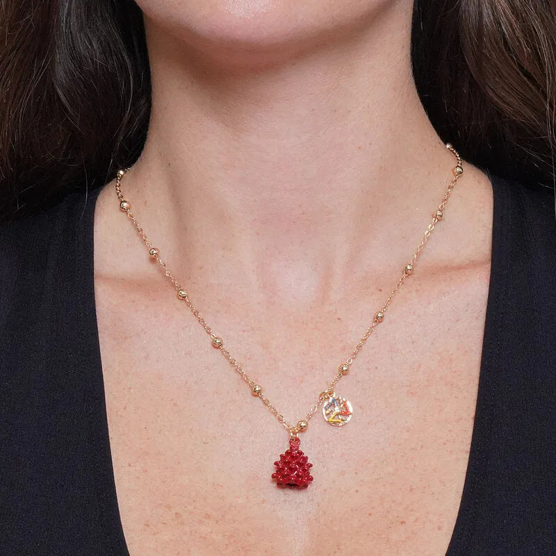 Collana in Metallo con Pigna Rossa - BYSIMON gioielli