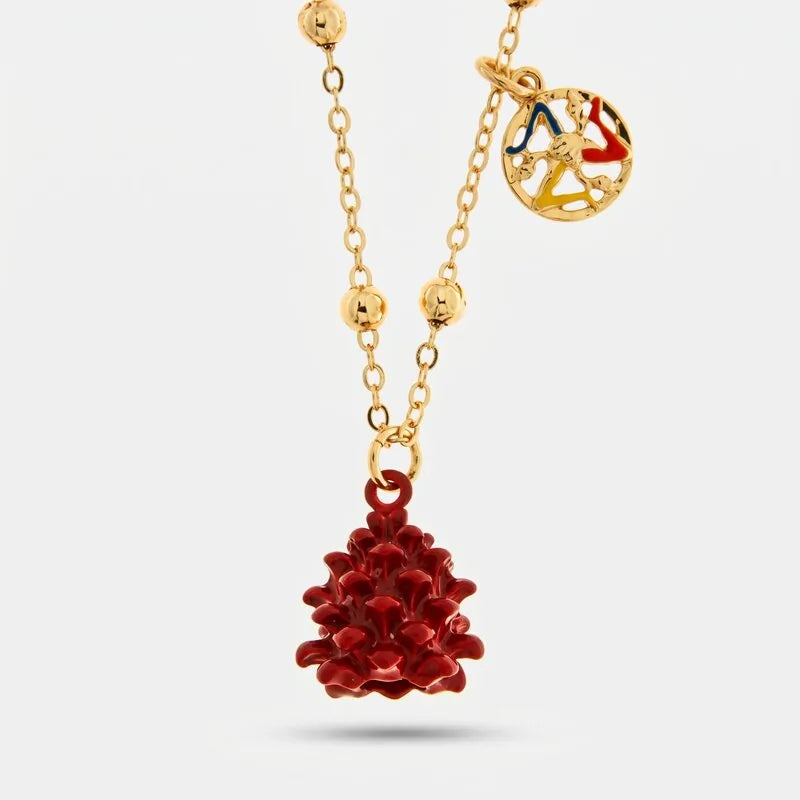 Collana in Metallo con Pigna Rossa