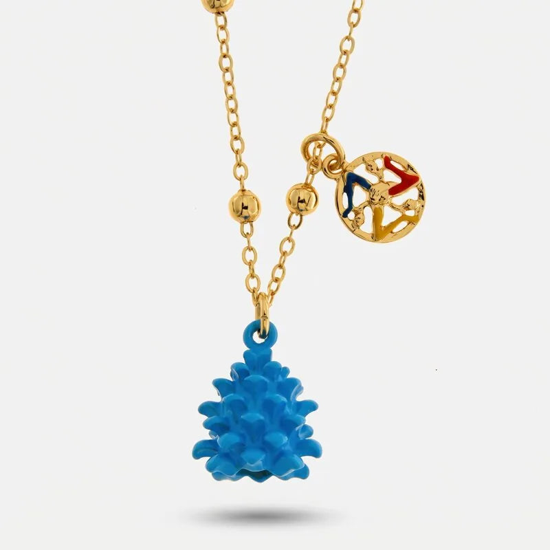 Collana in Metallo con pigna Azzurra