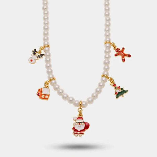 Collana in Metallo di perline e ciondoli natalizi