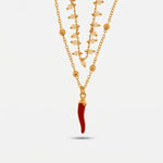Collana in Metallo multifilo con cornetto portafortuna - BYSIMON gioielli