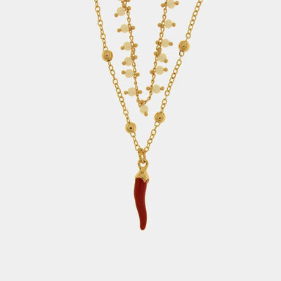 Collana in Metallo multifilo con cornetto portafortuna