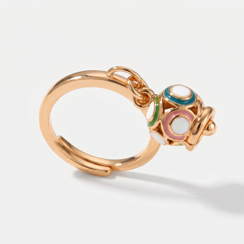Anello in Metallo con campana portafortuna impreziosita da smalti colorati - BYSIMON gioielli
