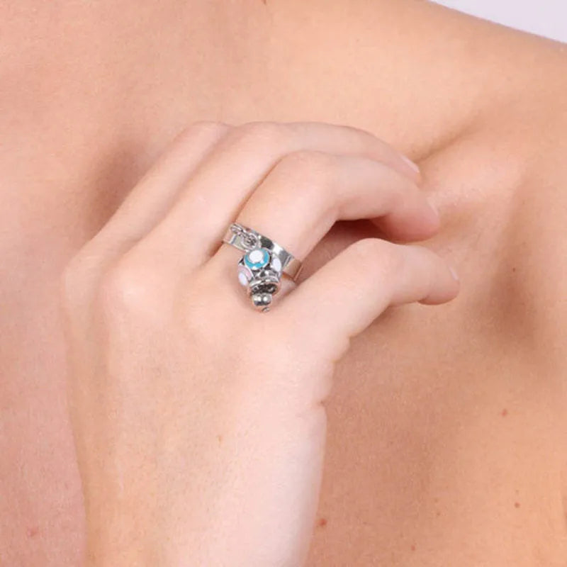 Anello in Metallo con campana portafortuna impreziosita da smalti colorati - BYSIMON gioielli