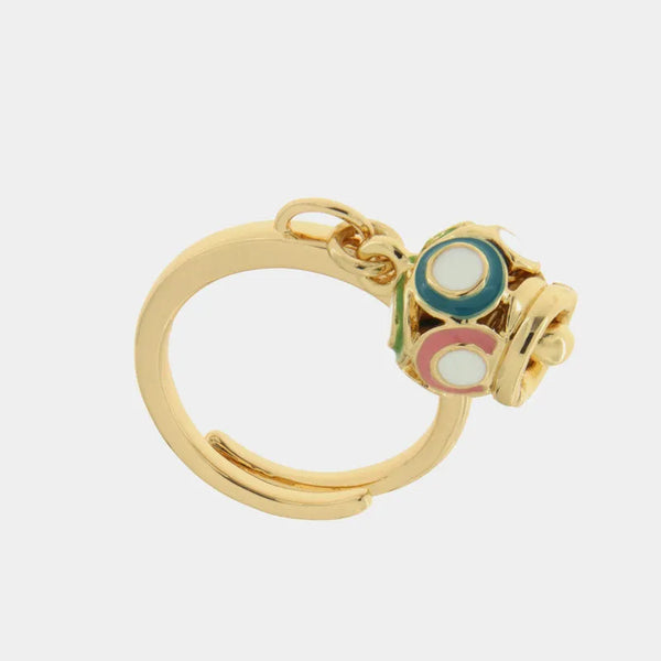 Anello in Metallo con campana portafortuna impreziosita da smalti colorati - BYSIMON gioielli