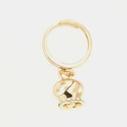 Anello in Metallo con campanella portafortuna pendente, impreziosita da cristalli