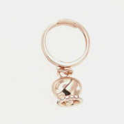 Anello in Metallo con campanella portafortuna pendente, impreziosita da cristalli