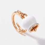 Anello in Metallo con campanella portafortuna, impreziosita da smalto bianco e cristalli - BYSIMON gioielli