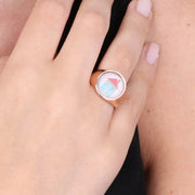 Anello in Metallo  con simbolo casa impreziosito da smalti colorati