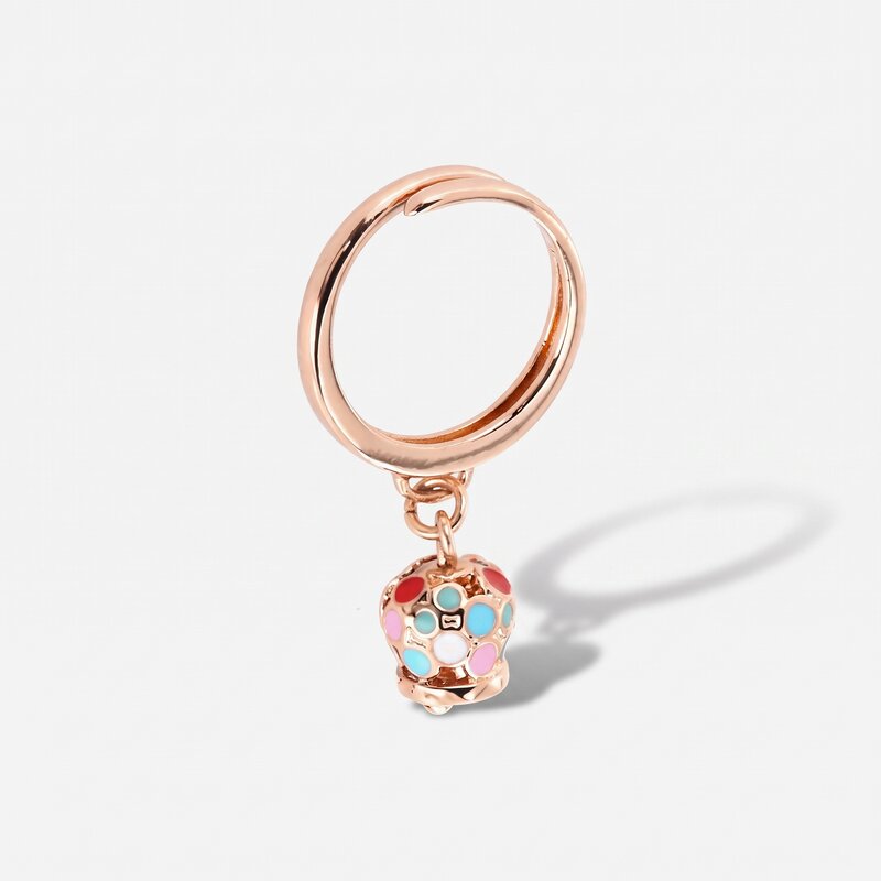 Anello in Metallo con campanella pendente impreziosita da smalti multicolore - BYSIMON gioielli