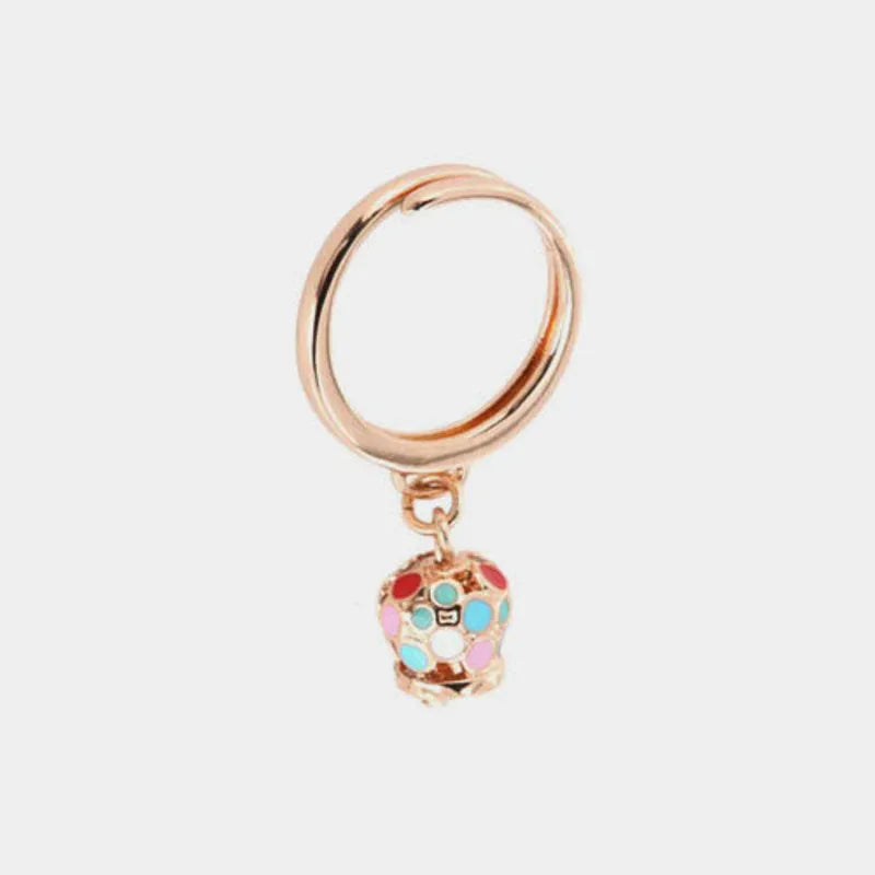 Anello in Metallo con campanella pendente impreziosita da smalti multicolore - BYSIMON gioielli