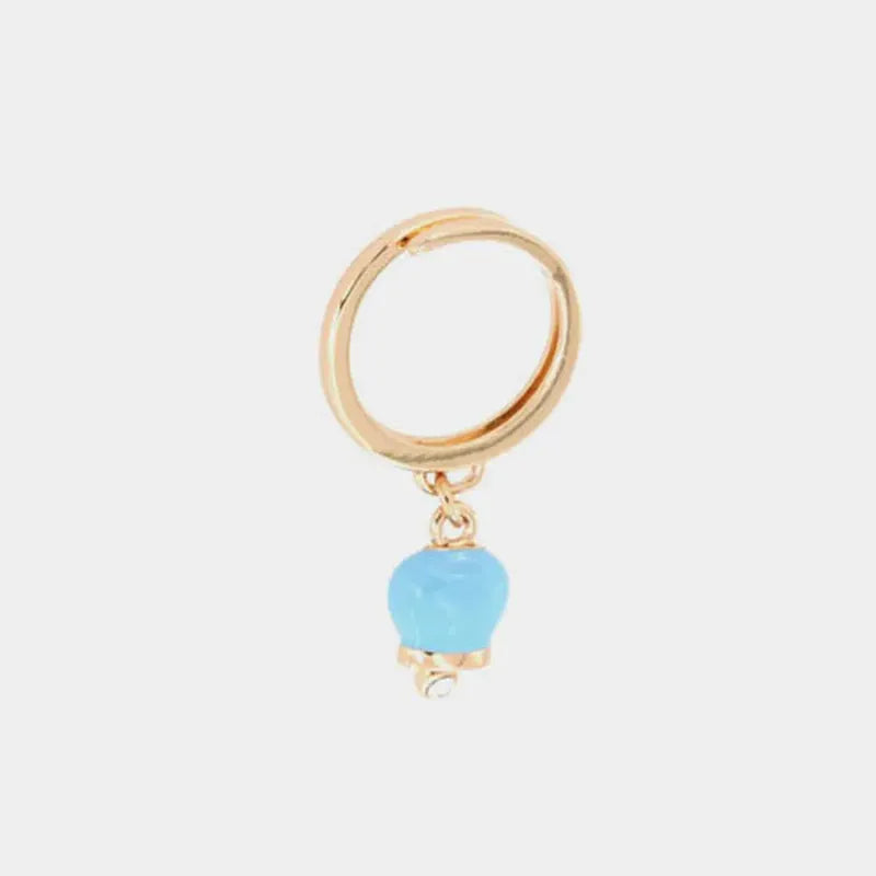 Anello in Metallo con campanella portafortuna pendente, impreziosita da smalto turchese e punto luce