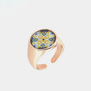 Anello in Metallo a sigilllo con maiolica capri