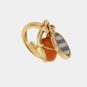 Anello in Metallo con luna, campanella e medaglione stile marino