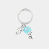 Anello in Metallo con lucchetto a campanella e chiave in smalto turchese