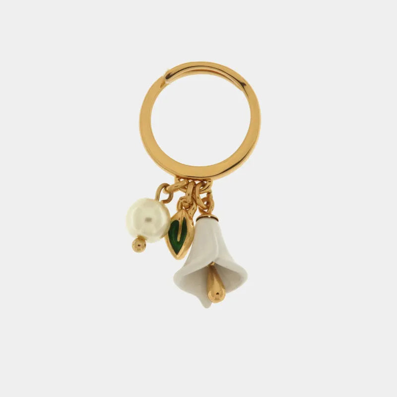 Anello in Metallo con perla e campanella a forma di calla impreziosita da smalti colorati - BYSIMON gioielli