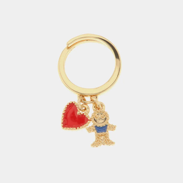 Anello in Metallo con pendenti impreziositi da smalti colorati a forma di bimbo e cuore rosso - BYSIMON gioielli