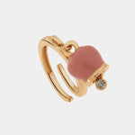 Anello in Metallo con campanella portafortuna pendente rosa, impreziosita da punto luce - BYSIMON gioielli