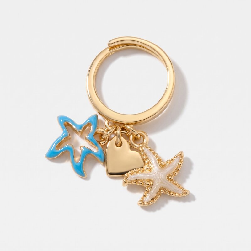 Anello in Metallo con stelle marine e cuore - BYSIMON gioielli