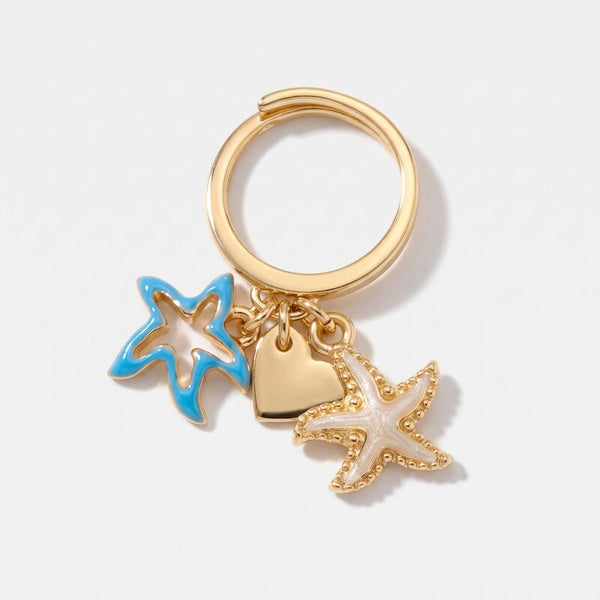 Anello in Metallo con stelle marine e cuore - BYSIMON gioielli