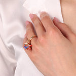 Anello in Metallo con stella marina, conchiglia e ancora - BYSIMON gioielli