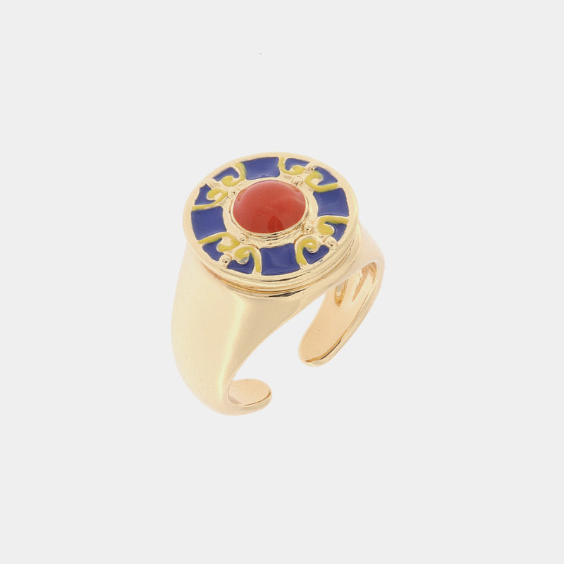 Anello in Metallo con maiolica - BYSIMON gioielli