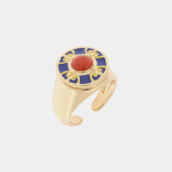 Anello in Metallo con maiolica - BYSIMON gioielli