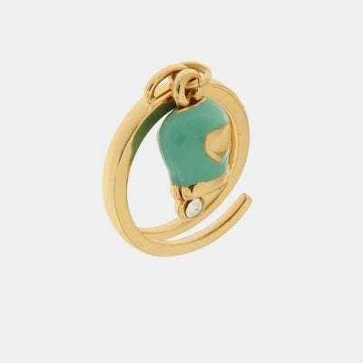 Anello in Metallo con campanella portafortuna in smalto tuchese impreziosita da cuore e punto luce - BYSIMON gioielli