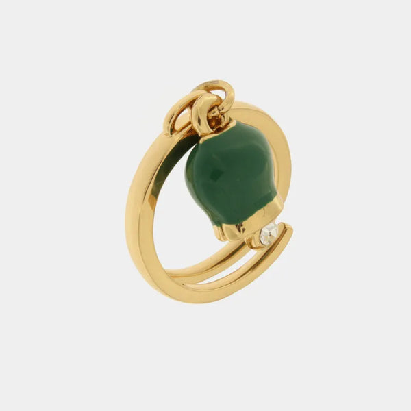 Anello in Metallo con campanella portafortuna verde - BYSIMON gioielli