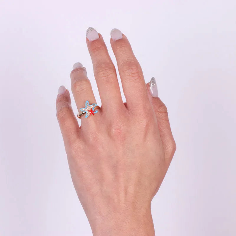 Anello in Metallo con stelle marine colorate BYS - gioiello BySimon