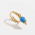 Anello in Metallo con campanella portafortuna pendente, impreziosita da smalto e punto luce - BYSIMON gioielli