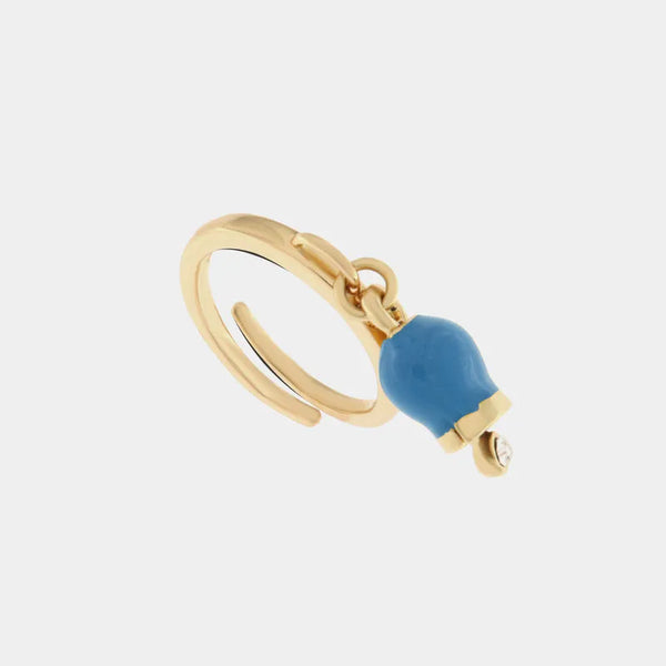 Anello in Metallo con campanella portafortuna pendente, impreziosita da smalto e punto luce - BYSIMON gioielli