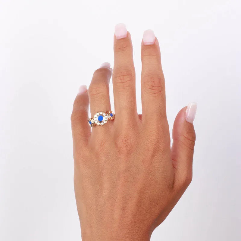 Anello in Metallo in stile antico blu