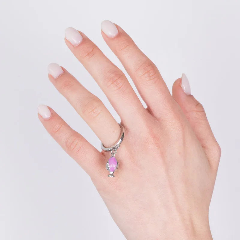 Anello in Metallo con pumo rosa - BYSIMON gioielli