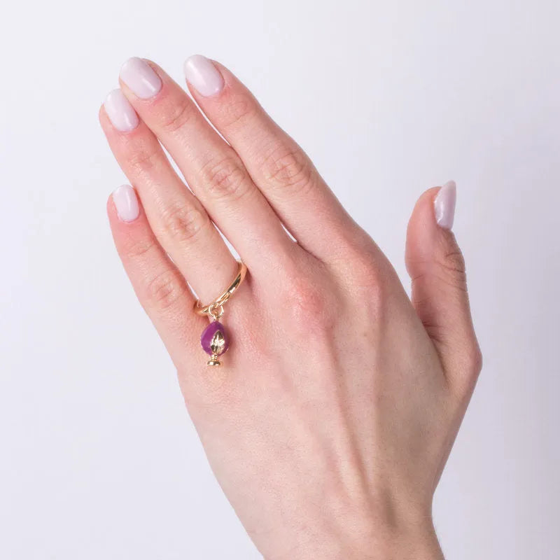 Anello in Metallo con pumo viola - BYSIMON gioielli