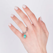 Anello in Metallo con pumo verde acqya